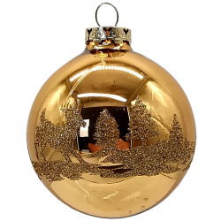 Weihnachtskugel Winterland gold glänzend Ø 8cm Schatzhauser Thüringer Glas und Weihnachtsschmuck