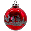 Weihnachtskugel Winterszeit rot glänzend Ø 8cm Schatzhauser Thüringer Glas und Weihnachtsschmuck