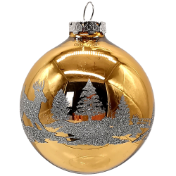 Weihnachtskugel Winterszeit gold glänzend Ø 8cm Schatzhauser Thüringer Glas und Weihnachtsschmuck