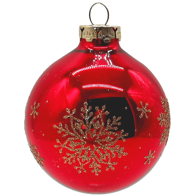 Weihnachtskugel Schneekristall rot glänzend Ø 8cm Schatzhauser Thüringer Glas und Weihnachtsschmuck