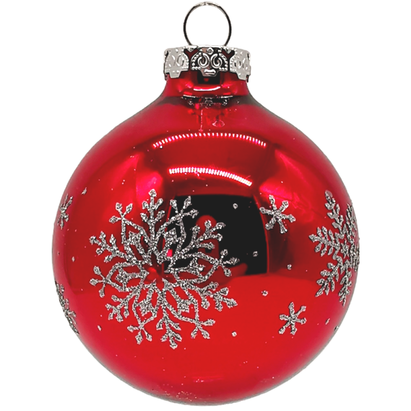 Weihnachtskugel Eiskristall rot glänzend Ø 8cm Schatzhauser Thüringer Glas und Weihnachtsschmuck