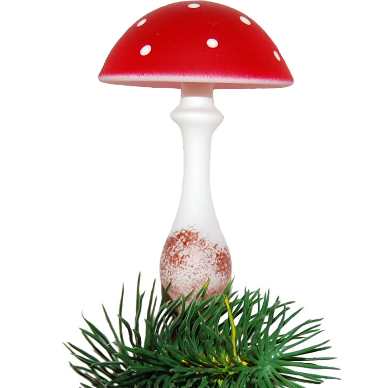 Pilz, Fliegenpilz auf Clip 9cm Schatzhauser Weihnachtsschmuck, Lauschaer Glaskunst