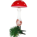 Pilz, Fliegenpilz auf Clip 9cm Schatzhauser Weihnachtsschmuck, Lauschaer Glaskunst