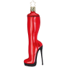 Reizvoller Stiefel glänzend rot / schwarz 13cm festlicher Inge-Glas® Weihnachtsschmuck