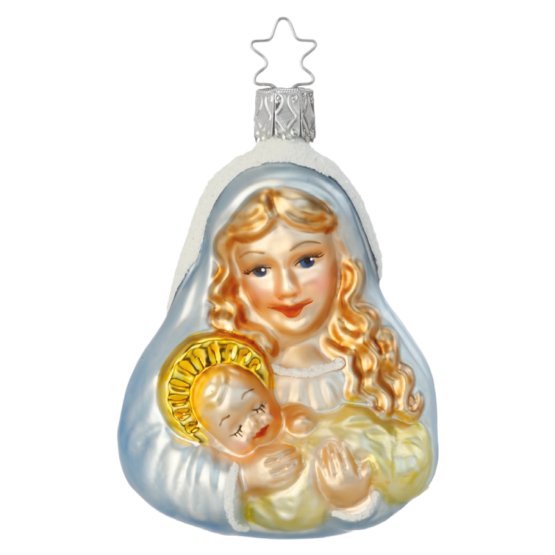 Madonna, Maria mit Jesuskind 9cm Inge-Glas Weihnachtsschmuck