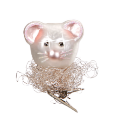 süße Maus 6cm Inge-Glas® Miniaturen Weihnachtsschmuck