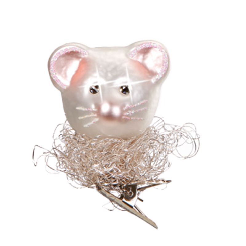 süße Maus 6cm Inge-Glas® Miniaturen Weihnachtsschmuck