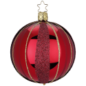 Streifen Weihnachtskugel Ochsenblut Rot glänzend Ø 8cm Inge-Glas Christbaumkugeln