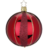 Streifen Weihnachtskugel Ochsenblut Rot glänzend Ø 8cm Inge-Glas Christbaumkugeln