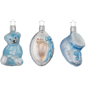 Willkommen Baby - zum Tag der Geburt fürs erste Weihnachtsfest Inge-Glas Geschenk-Set blau