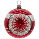 Reflexkugel, Weihnachtskugel rot / silber Ø 8cm - Schatzhauser Christbaumschmuck, Lauschaer Glaskunst