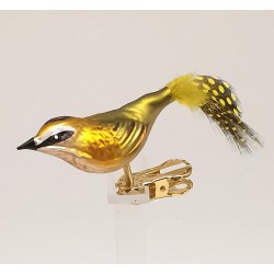 Sommergoldhähnchen,11cm, Vogel, Perlhuhnfeder - Lauschaer Glaskunst, Schatzhauser