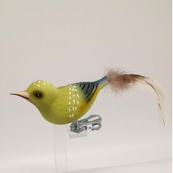 Grünfink 15cm, Vogel, Naturfedern - Lauschaer Glaskunst, Schatzhauser