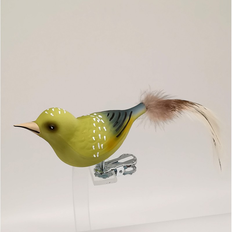 Grünfink 15cm, Vogel, Naturfedern - Lauschaer Glaskunst, Schatzhauser