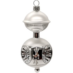 Kugel Punkt Ornament, 3 Reflexe, nostalgischer Zauber Ø 5cm, silber - Schatzhauser Christbaumschmuck, Lauschaer Glaskunst