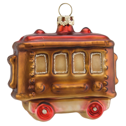 Eisenbahnwagon, Wagon 7cm, braun. Schatzhauser Weihnachtsschmuck, Glaskunst Lauscha