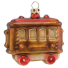 Eisenbahnwagon, Wagon 7cm, braun. Schatzhauser Weihnachtsschmuck, Glaskunst Lauscha