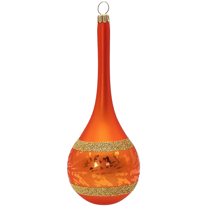 Tropfen Glas Ornament Ø 6cm / 15cm orange Schatzhauser - Thüringer Weihnachtsschmuck